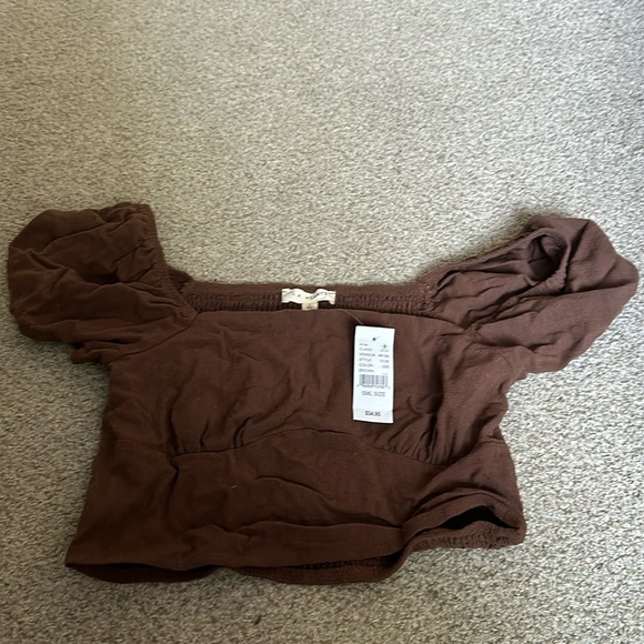 NWT Pacsun LA Hearts Brown Puff Sleeved Mock Bustier Top - Picture 1 of 4